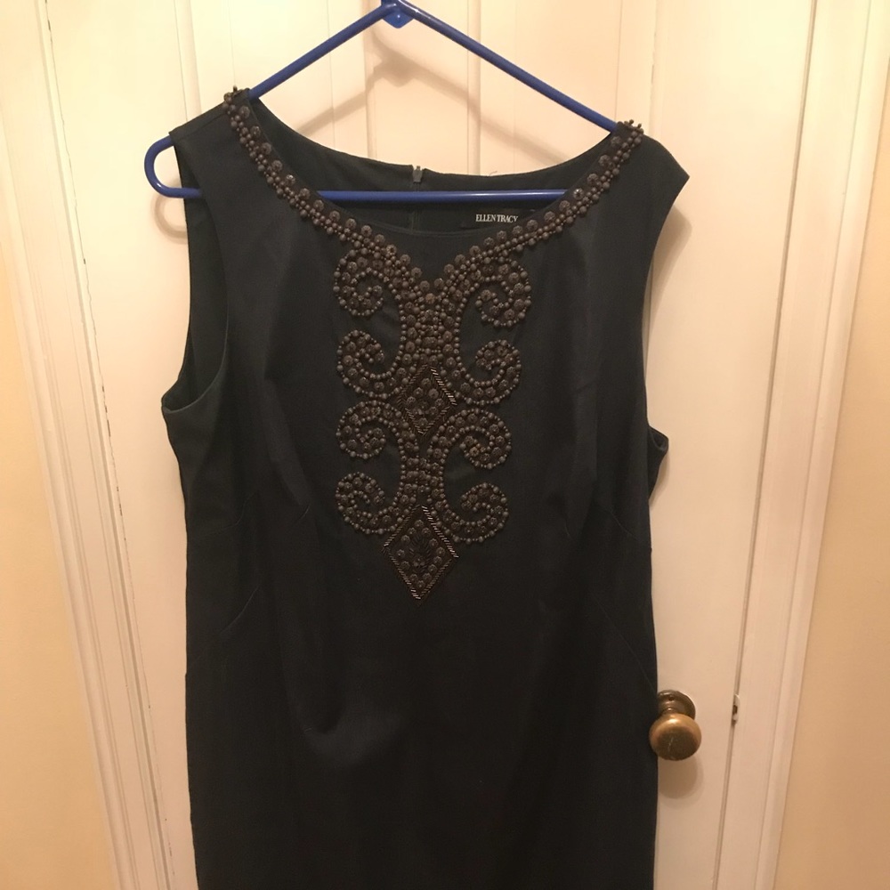 Ellen Tracy shift dress with beaded detail